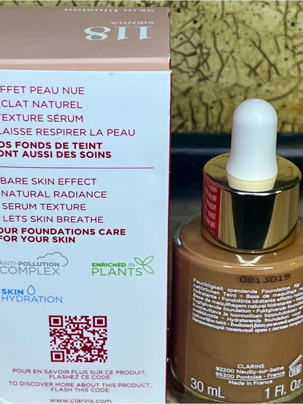 Clarins Skin Illusion Natural Hydrating Foundation-118 Sienna-NIB Full Size